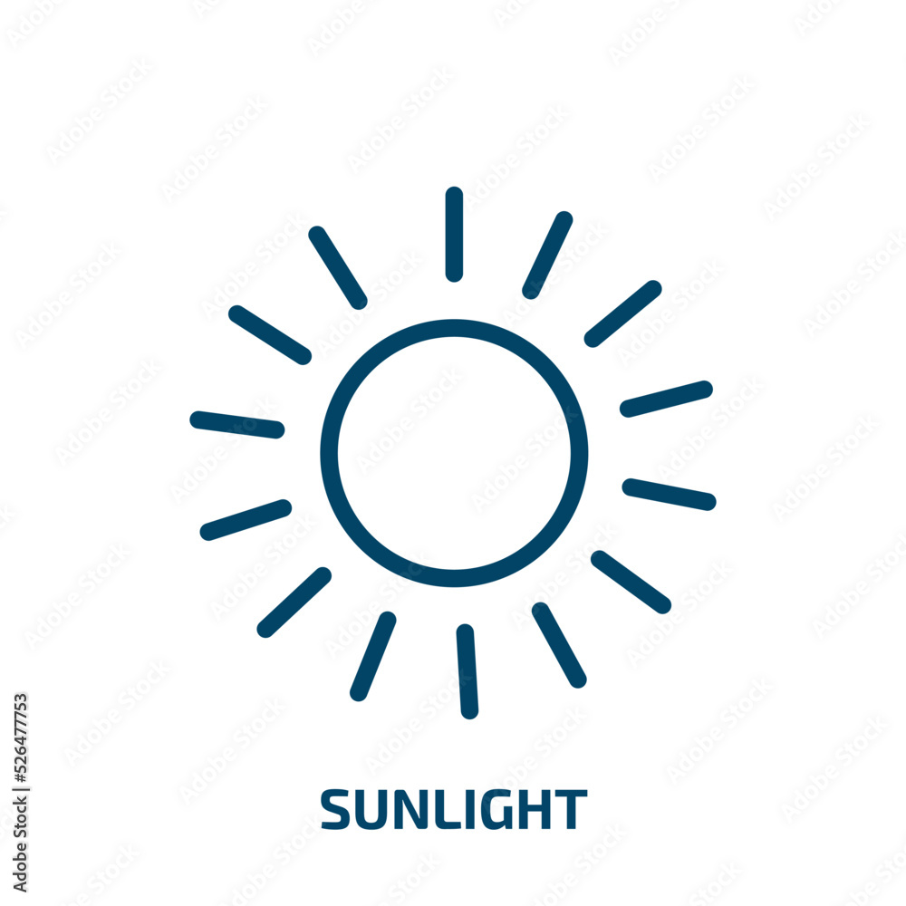 sunlight icon from ecology collection. Thin linear sunlight, sun, nature outline icon isolated on white background. Line vector sunlight sign, symbol for web and mobile sunlight icon from ecology collection. Thin linear sunlight, sun, nature outline icon isolated on white background. Line vector sunlight sign, symbol for web and mobile