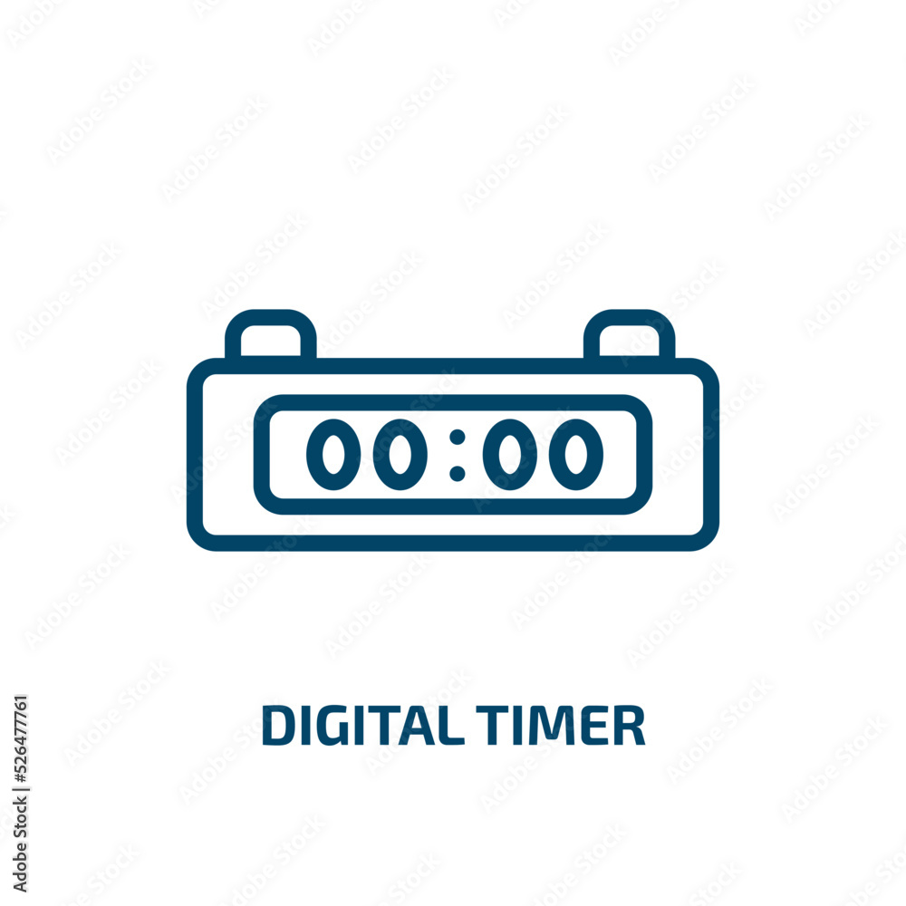 digital timer icon from education collection. Thin linear digital timer, timer, hour outline icon isolated on white background. Line vector digital timer sign, symbol for web and mobile digital timer icon from education collection. Thin linear digital timer, timer, hour outline icon isolated on white background. Line vector digital timer sign, symbol for web and mobile