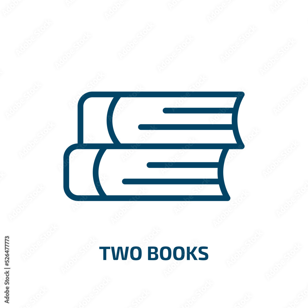 two books icon from education collection. Thin linear two books, book, collection outline icon isolated on white background. Line vector two books sign, symbol for web and mobile two books icon from education collection. Thin linear two books, book, collection outline icon isolated on white background. Line vector two books sign, symbol for web and mobile