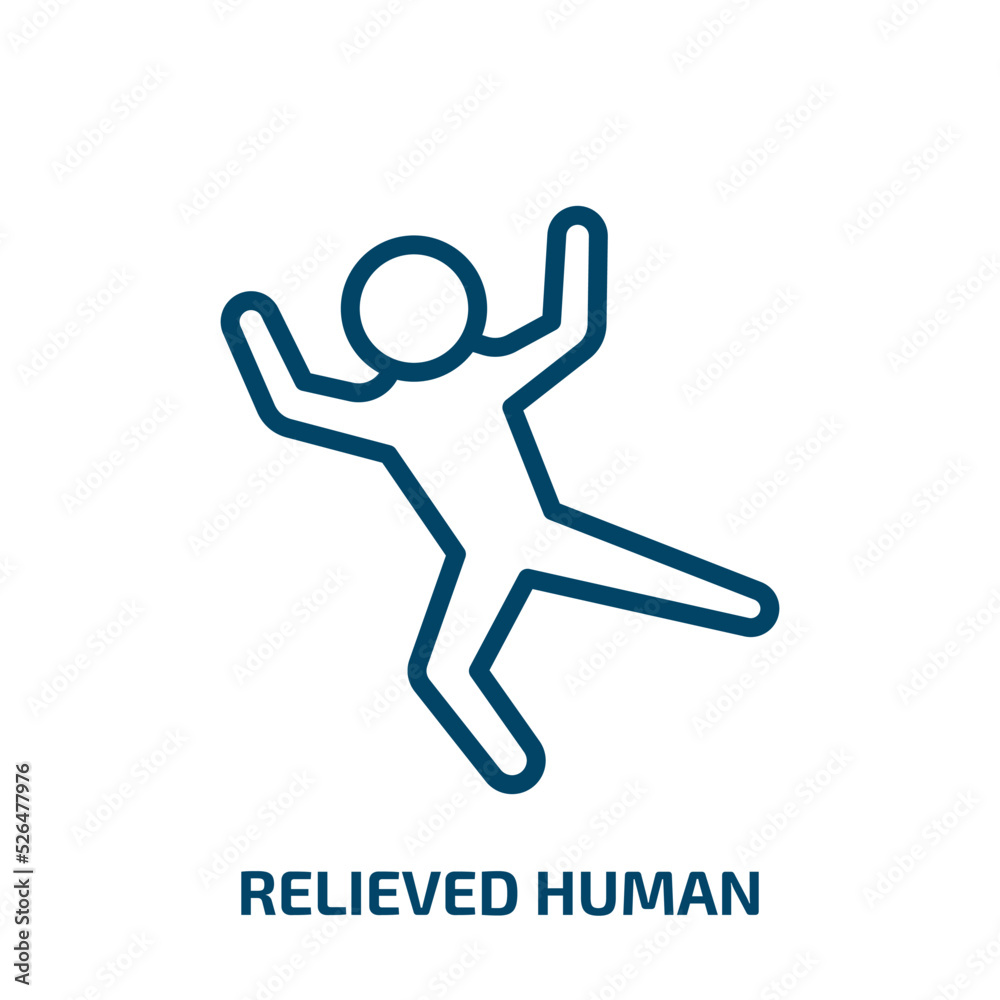 relieved human icon from feelings collection. Thin linear relieved human, person, practice outline icon isolated on white background. Line vector relieved human sign, symbol for web and mobile relieved human icon from feelings collection. Thin linear relieved human, person, practice outline icon isolated on white background. Line vector relieved human sign, symbol for web and mobile