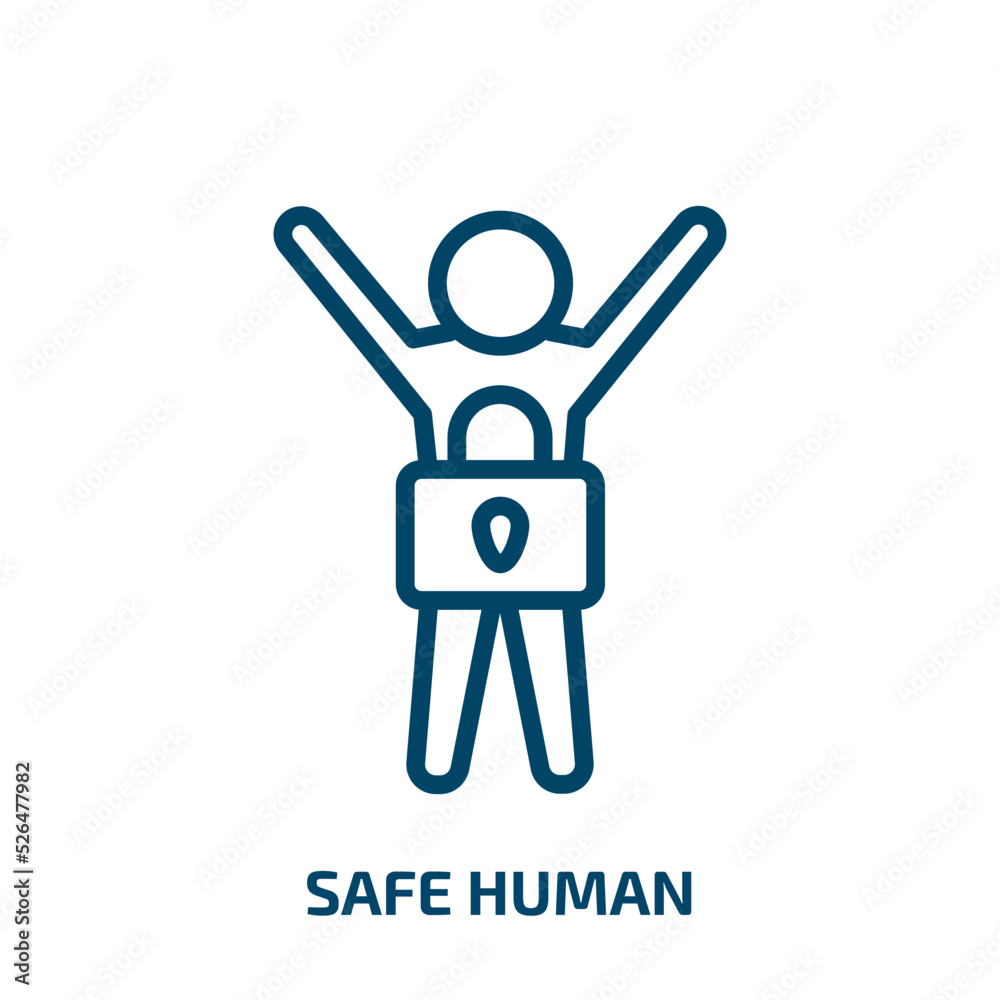 safe human icon from feelings collection. Thin linear safe human, safe, human outline icon isolated on white background. Line vector safe human sign, symbol for web and mobile safe human icon from feelings collection. Thin linear safe human, safe, human outline icon isolated on white background. Line vector safe human sign, symbol for web and mobile