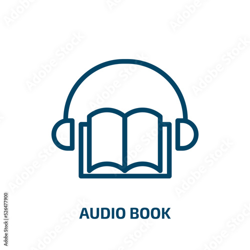 audio book icon from education collection. Thin linear audio book, book, audio outline icon isolated on white background. Line vector audio book sign, symbol for web and mobile