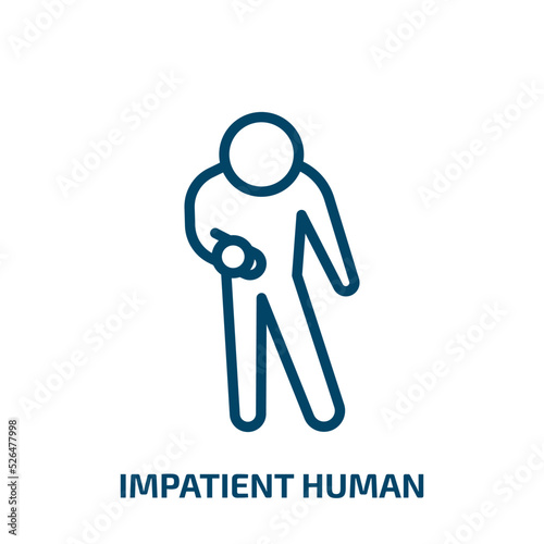 impatient human icon from feelings collection. Thin linear impatient human, man, people outline icon isolated on white background. Line vector impatient human sign, symbol for web and mobile