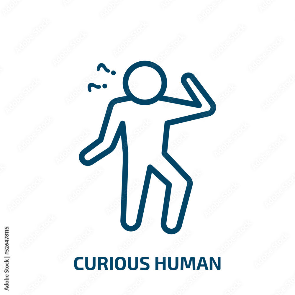 curious human icon from feelings collection. Thin linear curious human, curious, human outline icon isolated on white background. Line vector curious human sign, symbol for web and mobile curious human icon from feelings collection. Thin linear curious human, curious, human outline icon isolated on white background. Line vector curious human sign, symbol for web and mobile