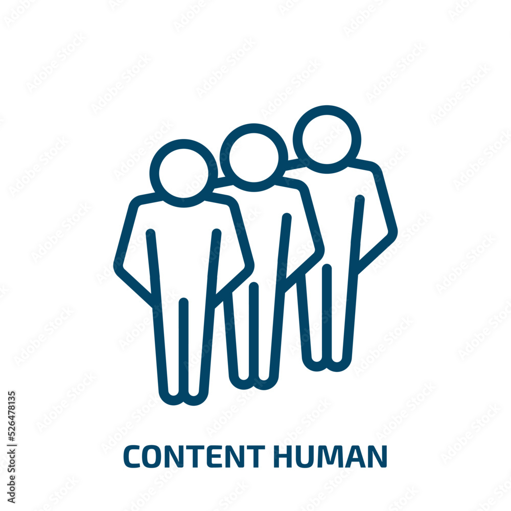 content human icon from feelings collection. Thin linear content human, human, business outline icon isolated on white background. Line vector content human sign, symbol for web and mobile content human icon from feelings collection. Thin linear content human, human, business outline icon isolated on white background. Line vector content human sign, symbol for web and mobile