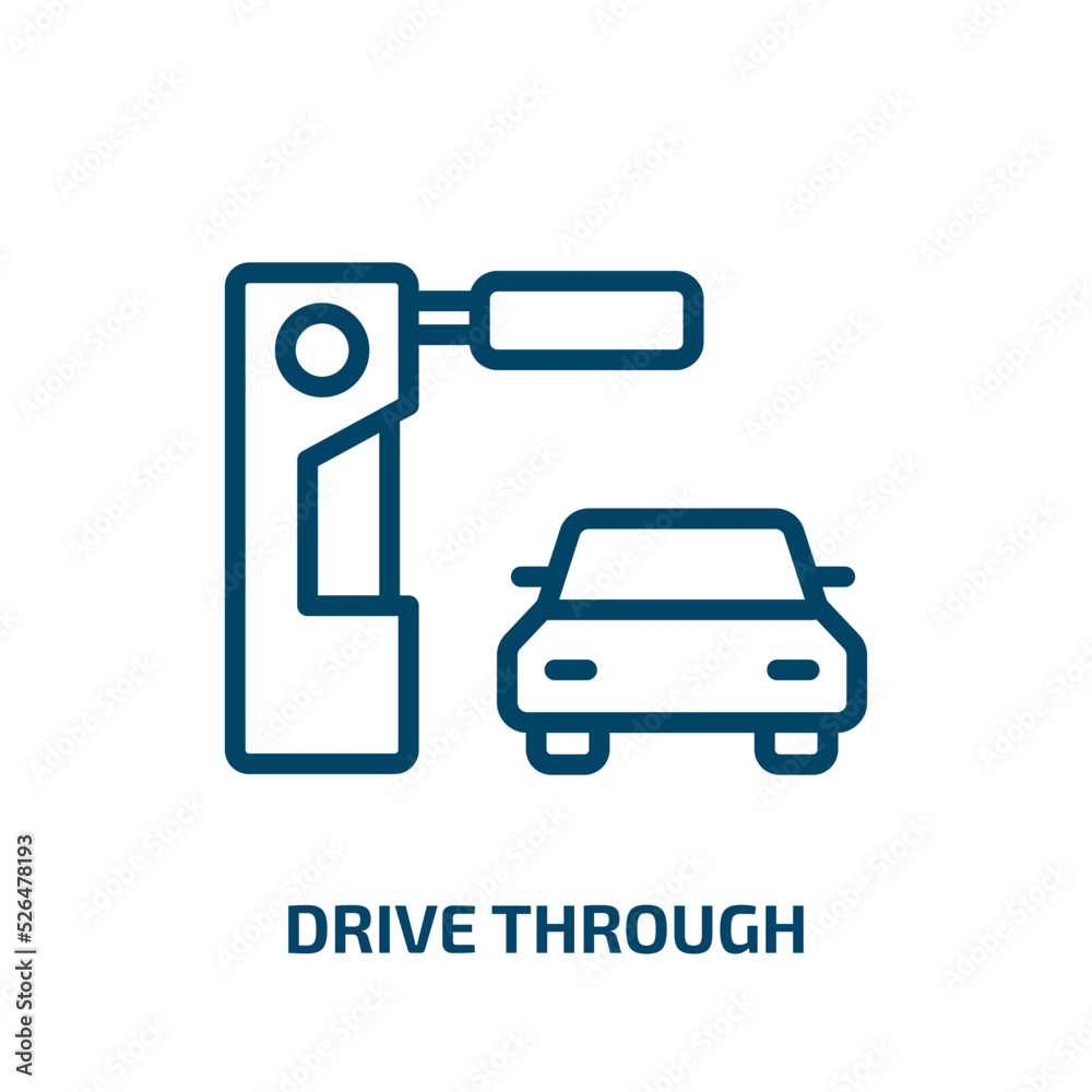 drive through icon from food collection. Thin linear drive through, car, auto outline icon isolated on white background. Line vector drive through sign, symbol for web and mobile drive through icon from food collection. Thin linear drive through, car, auto outline icon isolated on white background. Line vector drive through sign, symbol for web and mobile