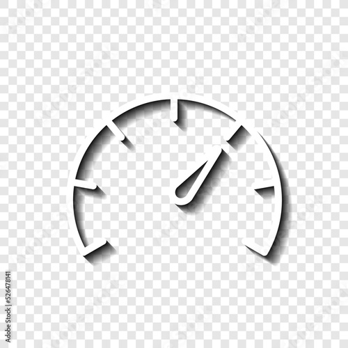 Speedometer logo simple icon vector. Flat design. White with shadow on transparent grid.ai