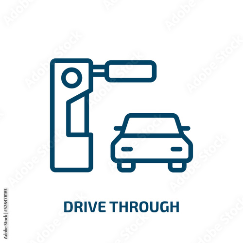 drive through icon from food collection. Thin linear drive through, car, auto outline icon isolated on white background. Line vector drive through sign, symbol for web and mobile