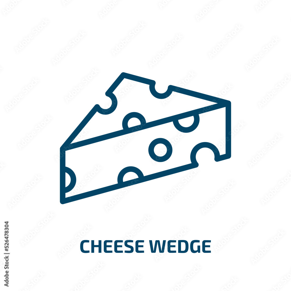 cheese wedge icon from food collection. Thin linear cheese wedge, snack, wedge outline icon isolated on white background. Line vector cheese wedge sign, symbol for web and mobile cheese wedge icon from food collection. Thin linear cheese wedge, snack, wedge outline icon isolated on white background. Line vector cheese wedge sign, symbol for web and mobile