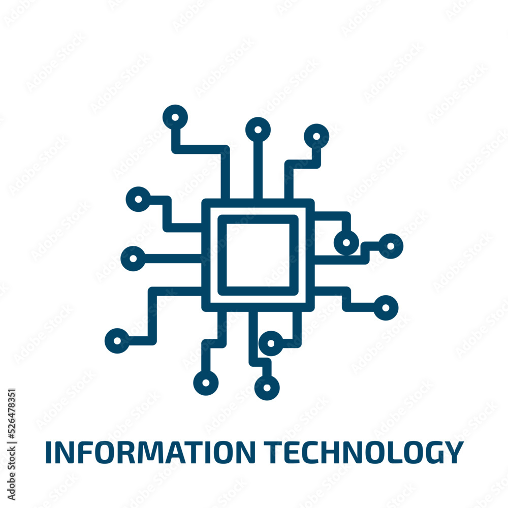 information technology icon from general collection. Thin linear information technology, communication, network outline icon isolated on white background. Line vector information technology sign, information technology icon from general collection. Thin linear information technology, communication, network outline icon isolated on white background. Line vector information technology sign,
