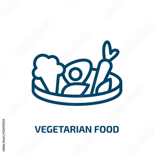 vegetarian food icon from food collection. Thin linear vegetarian food, vegetarian, organic outline icon isolated on white background. Line vector vegetarian food sign, symbol for web and mobile