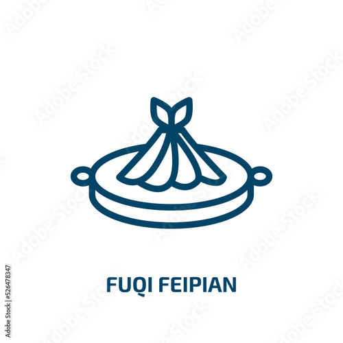 fuqi feipian icon from food collection. Thin linear fuqi feipian, mein, chinese outline icon isolated on white background. Line vector fuqi feipian sign, symbol for web and mobile
