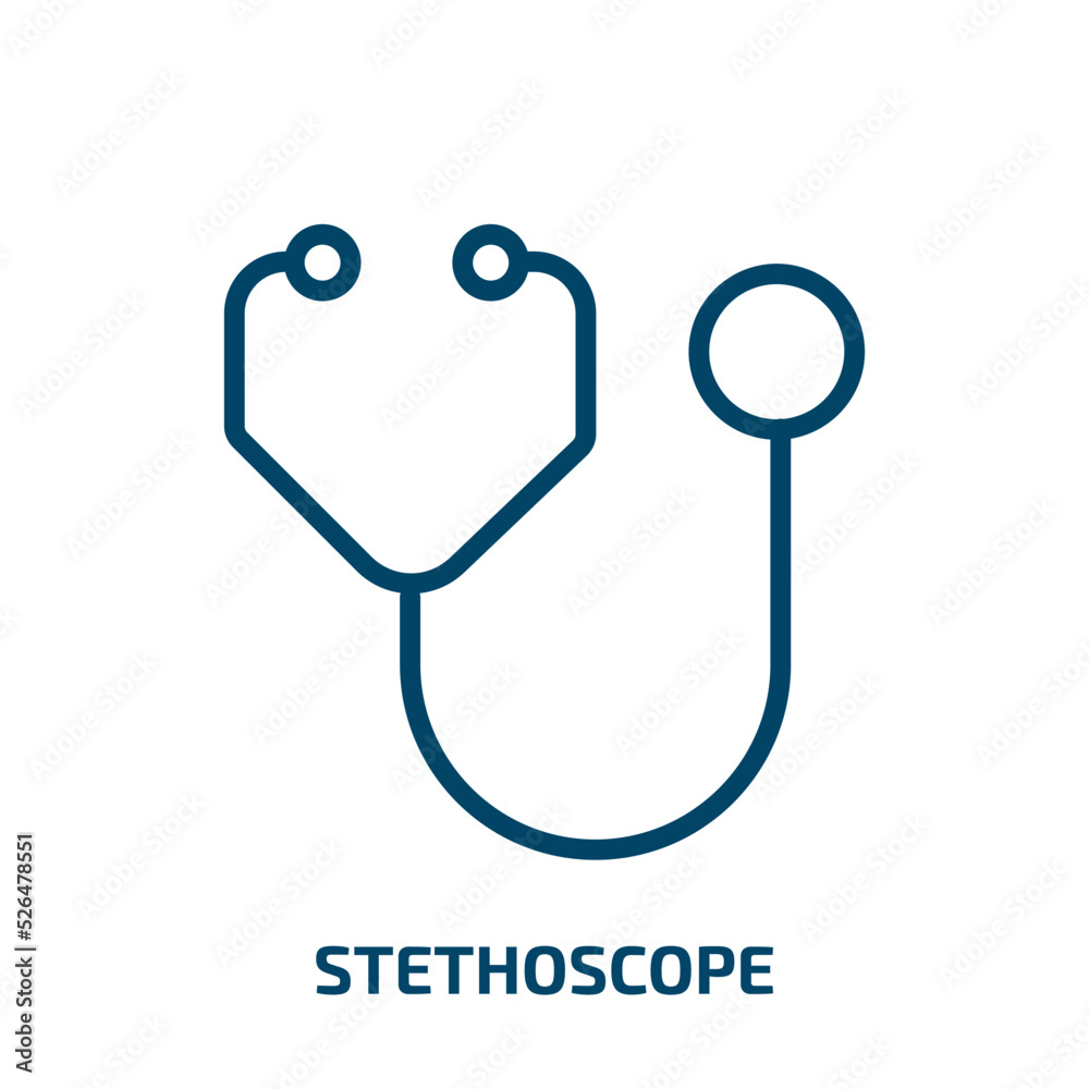 stethoscope icon from health and medical collection. Thin linear stethoscope, medical, care outline icon isolated on white background. Line vector stethoscope sign, symbol for web and mobile stethoscope icon from health and medical collection. Thin linear stethoscope, medical, care outline icon isolated on white background. Line vector stethoscope sign, symbol for web and mobile