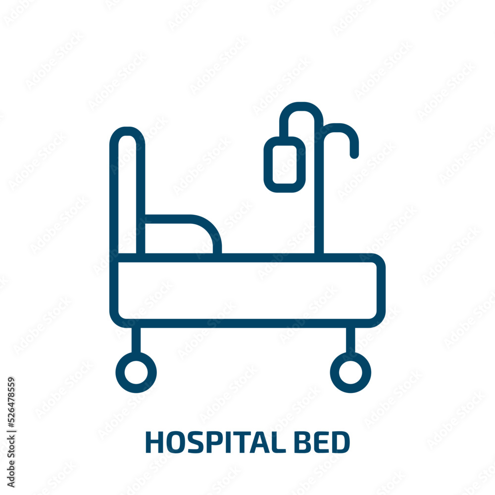 hospital bed icon from health and medical collection. Thin linear hospital bed, bed, hospital outline icon isolated on white background. Line vector hospital bed sign, symbol for web and mobile hospital bed icon from health and medical collection. Thin linear hospital bed, bed, hospital outline icon isolated on white background. Line vector hospital bed sign, symbol for web and mobile