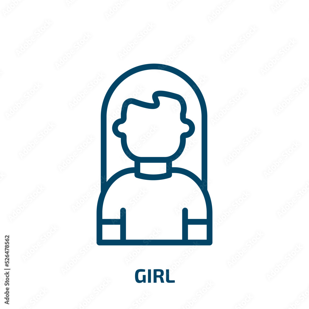 girl icon from health and medical collection. Thin linear girl, boy, people outline icon isolated on white background. Line vector girl sign, symbol for web and mobile