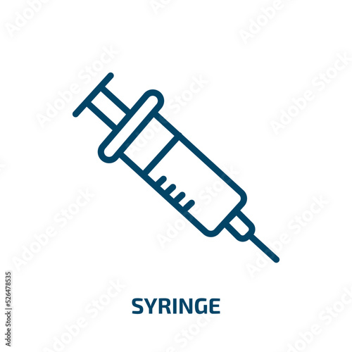 syringe icon from health and medical collection. Thin linear syringe  medical  health outline icon isolated on white background. Line vector syringe sign  symbol for web and mobile
