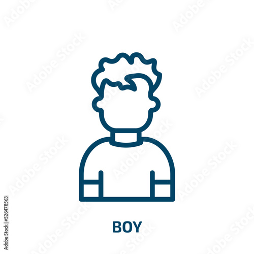 boy icon from health and medical collection. Thin linear boy, girl, person outline icon isolated on white background. Line vector boy sign, symbol for web and mobile