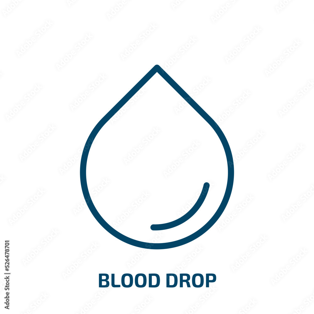 blood drop icon from health and medical collection. Thin linear blood drop, drop, blood outline icon isolated on white background. Line vector blood drop sign, symbol for web and mobile blood drop icon from health and medical collection. Thin linear blood drop, drop, blood outline icon isolated on white background. Line vector blood drop sign, symbol for web and mobile