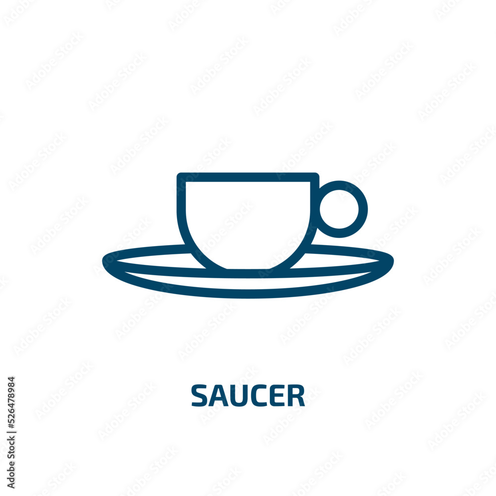 saucer icon from kitchen collection. Thin linear saucer, hot, beverage outline icon isolated on white background. Line vector saucer sign, symbol for web and mobile saucer icon from kitchen collection. Thin linear saucer, hot, beverage outline icon isolated on white background. Line vector saucer sign, symbol for web and mobile