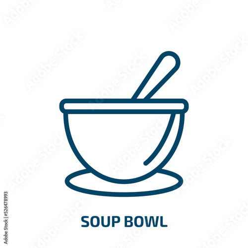 soup bowl icon from kitchen collection. Thin linear soup bowl, soup, bowl outline icon isolated on white background. Line vector soup bowl sign, symbol for web and mobile