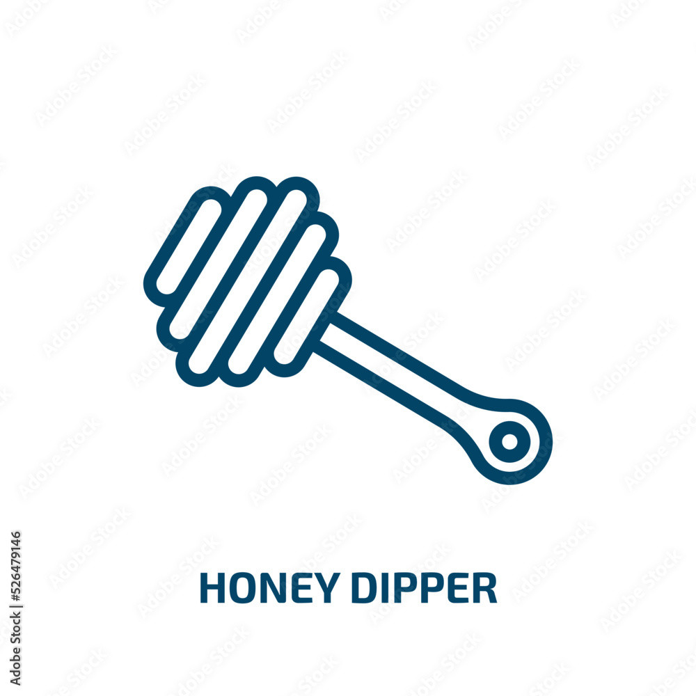 honey dipper icon from kitchen collection. Thin linear honey dipper, dipper, honey outline icon isolated on white background. Line vector honey dipper sign, symbol for web and mobile honey dipper icon from kitchen collection. Thin linear honey dipper, dipper, honey outline icon isolated on white background. Line vector honey dipper sign, symbol for web and mobile