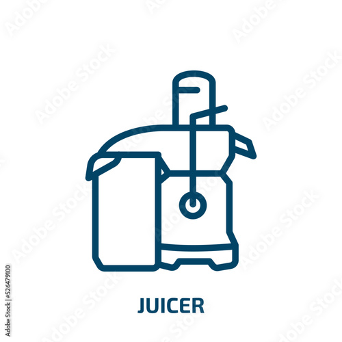 juicer icon from kitchen collection. Thin linear juicer, food, home outline icon isolated on white background. Line vector juicer sign, symbol for web and mobile