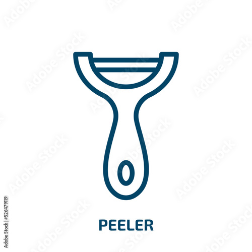 peeler icon from kitchen collection. Thin linear peeler, cooking, food outline icon isolated on white background. Line vector peeler sign, symbol for web and mobile