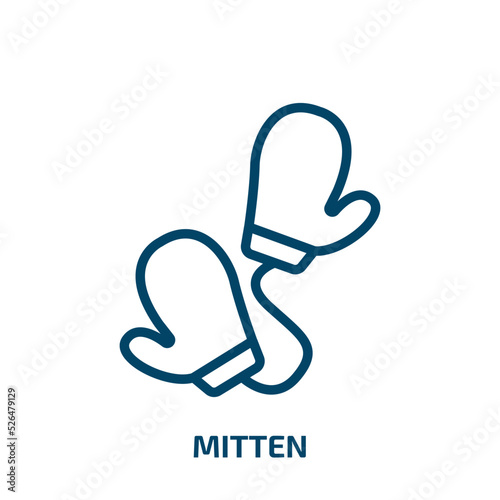 mitten icon from kitchen collection. Thin linear mitten, collection, gift outline icon isolated on white background. Line vector mitten sign, symbol for web and mobile