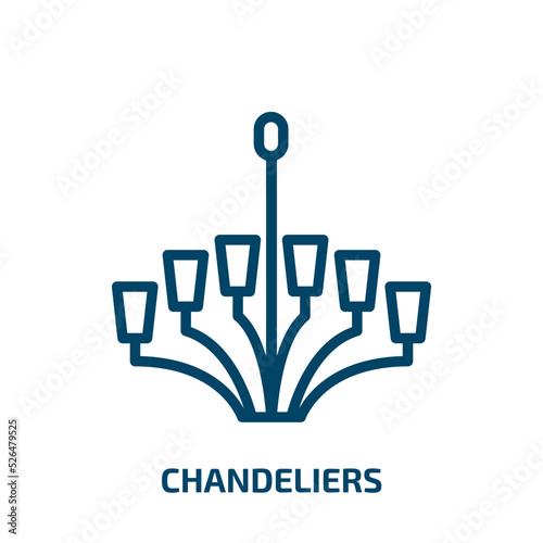 chandeliers icon from other collection. Thin linear chandeliers, lamp, home outline icon isolated on white background. Line vector chandeliers sign, symbol for web and mobile