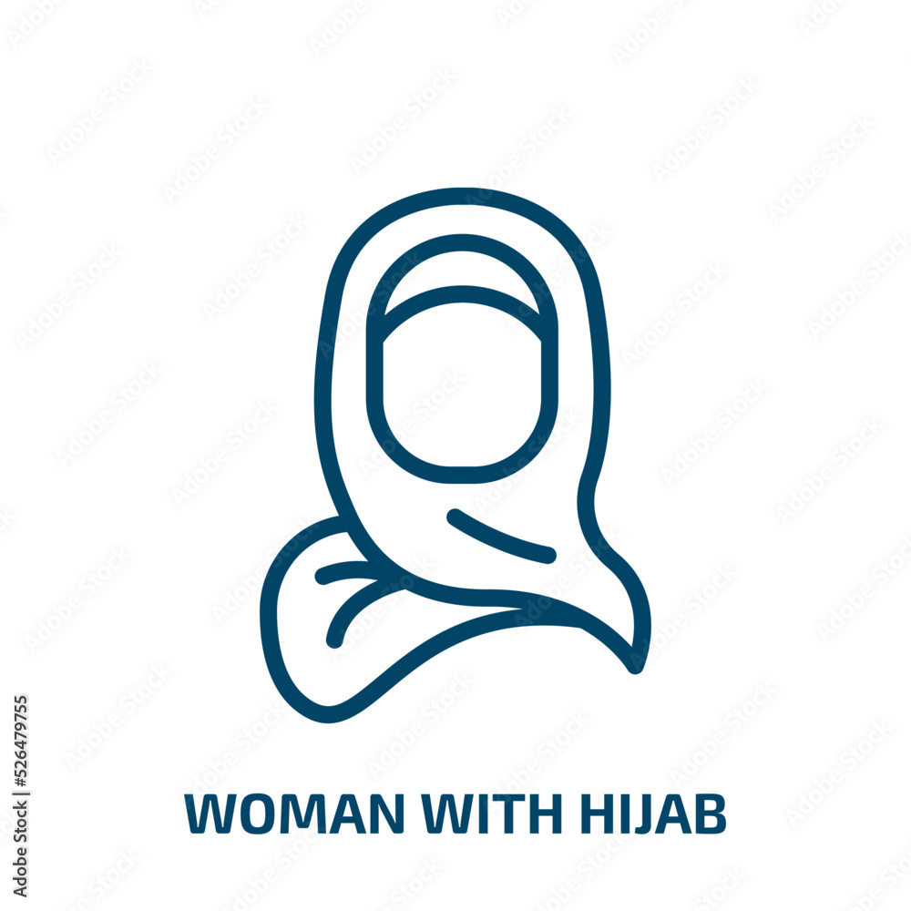 woman with hijab icon from other collection. Thin linear woman with hijab, hijab, female outline icon isolated on white background. Line vector woman with hijab sign, symbol for web and mobile woman with hijab icon from other collection. Thin linear woman with hijab, hijab, female outline icon isolated on white background. Line vector woman with hijab sign, symbol for web and mobile