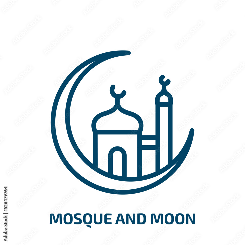 mosque and moon icon from other collection. Thin linear mosque and moon, ramadan, mosque outline icon isolated on white background. Line vector mosque and moon sign, symbol for web and mobile mosque and moon icon from other collection. Thin linear mosque and moon, ramadan, mosque outline icon isolated on white background. Line vector mosque and moon sign, symbol for web and mobile