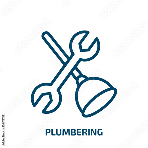 plumbering icon from other collection. Thin linear plumbering, plumber, repair outline icon isolated on white background. Line vector plumbering sign, symbol for web and mobile