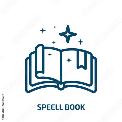 speell book icon from other collection. Thin linear speell book, vector, illustration outline icon isolated on white background. Line vector speell book sign, symbol for web and mobile photo