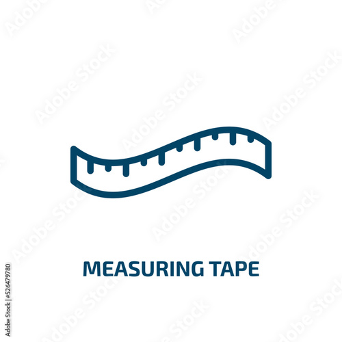 measuring tape icon from sew collection. Thin linear measuring tape, 1, 2 outline icon isolated on white background. Line vector measuring tape sign, symbol for web and mobile