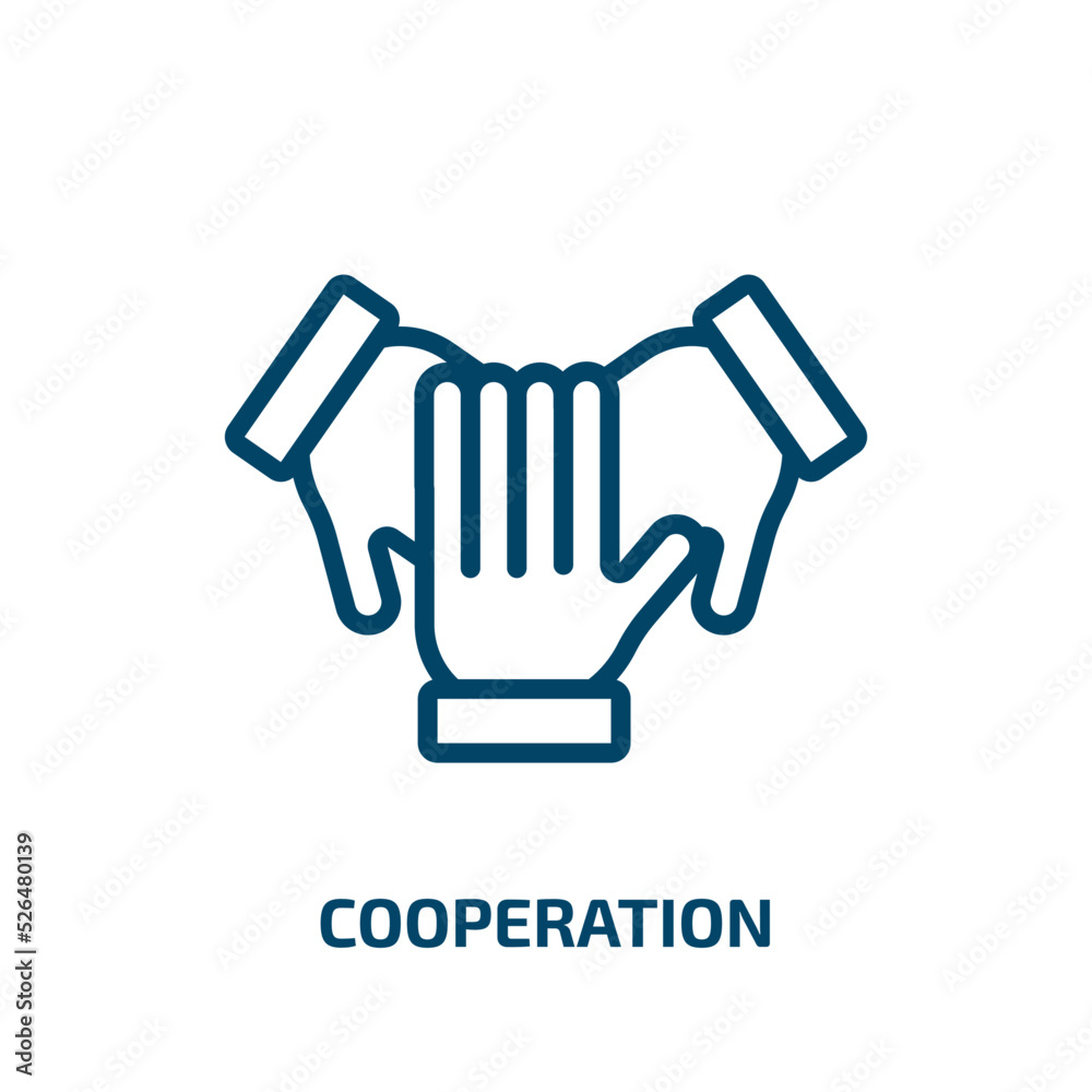 cooperation icon from success collection. Thin linear cooperation, friendship, partnership outline icon isolated on white background. Line vector cooperation sign, symbol for web and mobile cooperation icon from success collection. Thin linear cooperation, friendship, partnership outline icon isolated on white background. Line vector cooperation sign, symbol for web and mobile