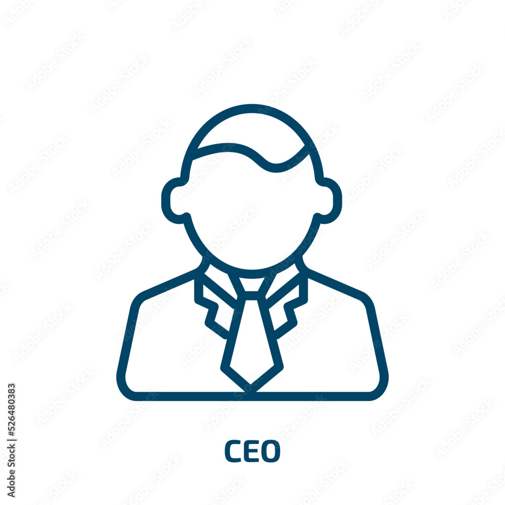 ceo icon from startup stategy and success collection. Thin linear ceo, business, office outline icon isolated on white background. Line vector ceo sign, symbol for web and mobile ceo icon from startup stategy and success collection. Thin linear ceo, business, office outline icon isolated on white background. Line vector ceo sign, symbol for web and mobile