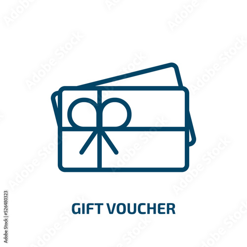 gift voucher icon from startup stategy and success collection. Thin linear gift voucher, gift, voucher outline icon isolated on white background. Line vector gift voucher sign, symbol for web and