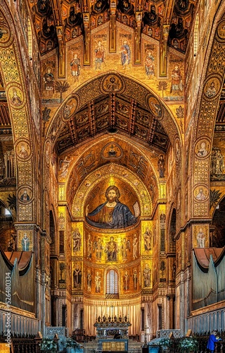 Fotografie, Obraz The mosaics of the Cathedral of Monreale, Sicily