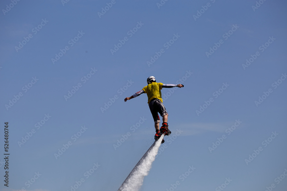 Flyboard show at the watermelon festival in Kamyshin.