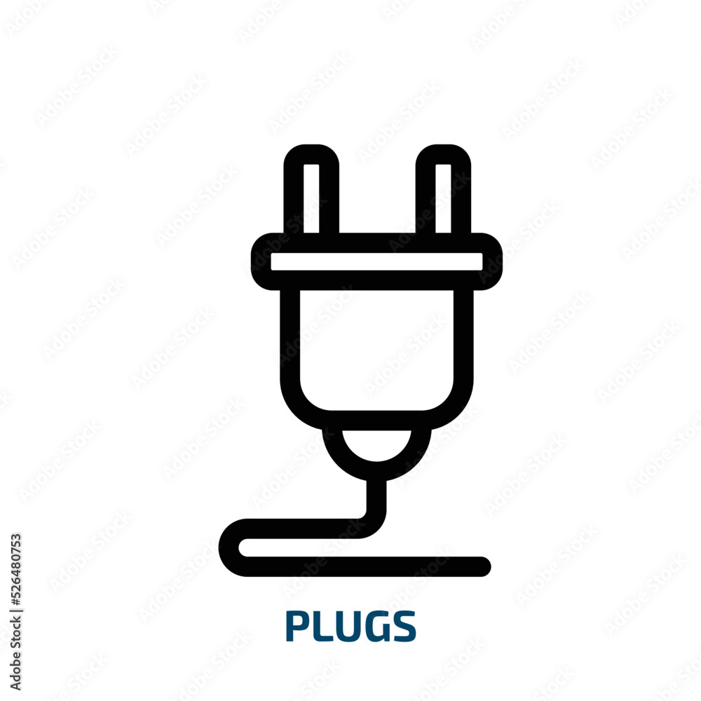 plugs icon from technology collection. Thin linear plugs, plug, simple outline icon isolated on white background. Line vector plugs sign, symbol for web and mobile plugs icon from technology collection. Thin linear plugs, plug, simple outline icon isolated on white background. Line vector plugs sign, symbol for web and mobile