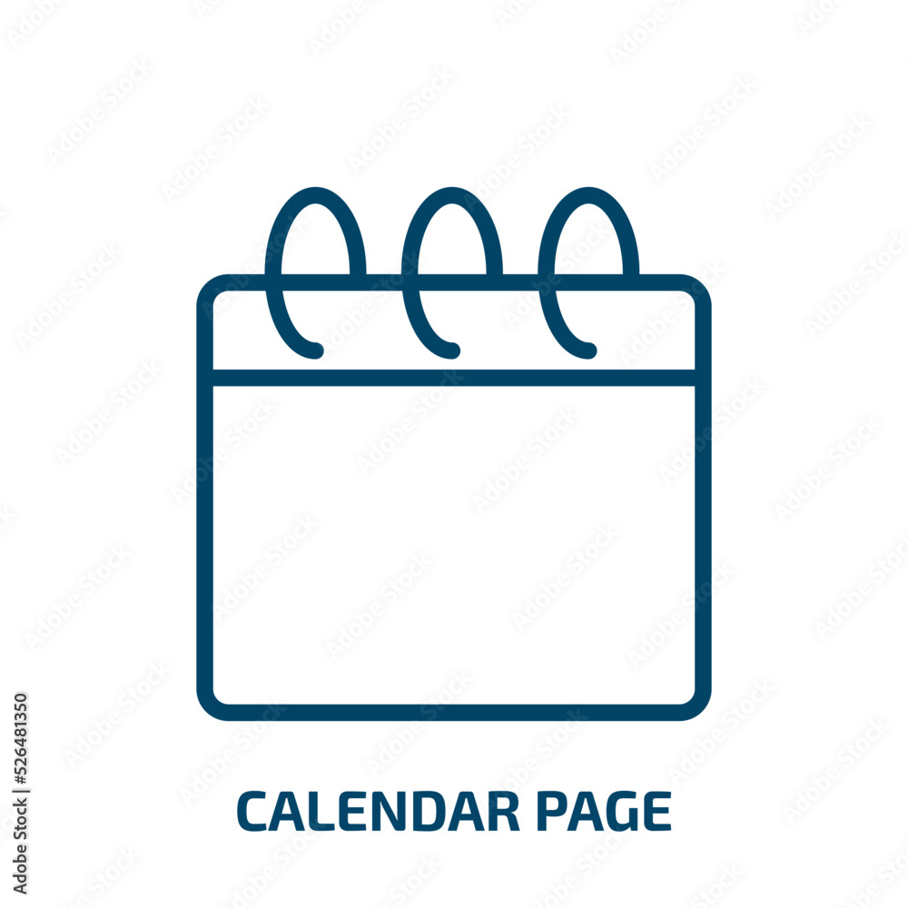 calendar page icon from tools and utensils collection. Thin linear calendar page, page, calendar outline icon isolated on white background. Line vector calendar page sign, symbol for web and mobile calendar page icon from tools and utensils collection. Thin linear calendar page, page, calendar outline icon isolated on white background. Line vector calendar page sign, symbol for web and mobile