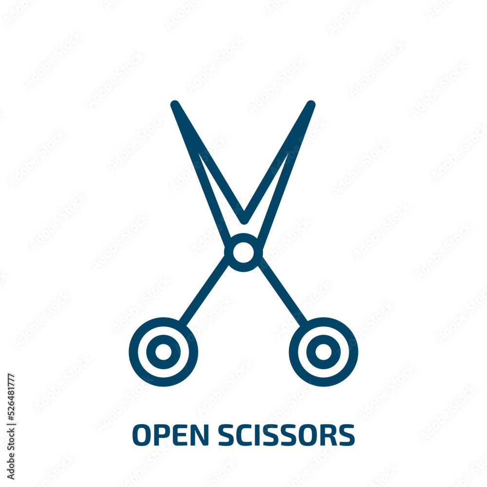 open scissors icon from tools and utensils collection. Thin linear open scissors, scissor, open outline icon isolated on white background. Line vector open scissors sign, symbol for web and mobile