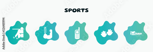 sports filled icons set. flat icons such as steroids, variometer, hand, soccer boots, paralympics icon collection. can be used web and mobile.