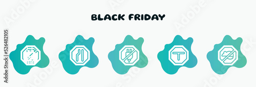 black friday filled icons set. flat icons such as lane, no plug, intersecting, rats, clearance icon collection. can be used web and mobile.