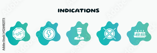 indications filled icons set. flat icons such as shock, policeman figure, do not dry clean, ferry carrying cars, baby zone icon collection. can be used web and mobile.