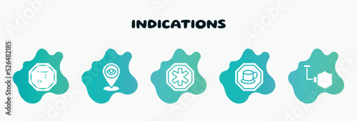 indications filled icons set. flat icons such as tracking, phary, cafe bar, shield, swings icon collection. can be used web and mobile.