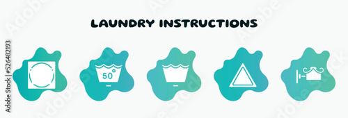 laundry instructions filled icons set. flat icons such as 50 degrees medium agitation, wash cycle permanent press, any bleach, decorative, 60 degree laundry icon collection. can be used web and