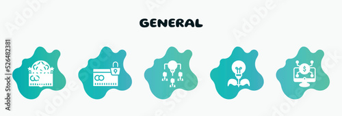 general filled icons set. flat icons such as credit limit, collaborative idea, energy efficiency, digital economy, credit rating icon collection. can be used web and mobile. photo