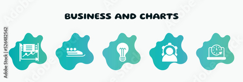 Fotografiet business and charts filled icons set