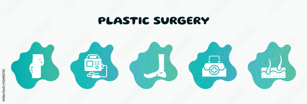 plastic surgery filled icons set. flat icons such as defibrillator, ankle, doctor briefcase, epidermis, butt icon collection. can be used web and mobile. plastic surgery filled icons set. flat icons such as defibrillator, ankle, doctor briefcase, epidermis, butt icon collection. can be used web and mobile.